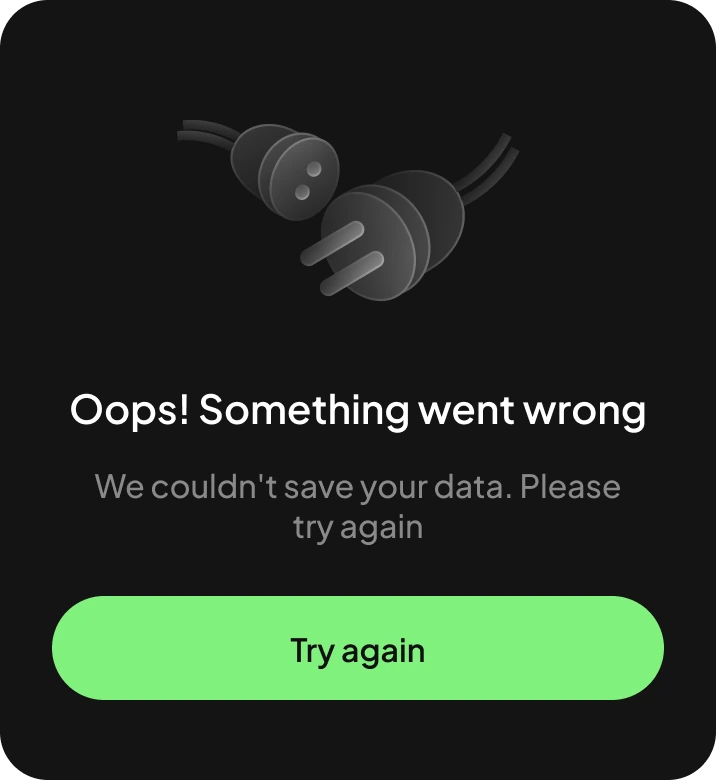 Oops! Something went wrong dialog with Try again